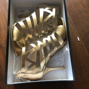 Pelle Moda Gold Strappy Sandals